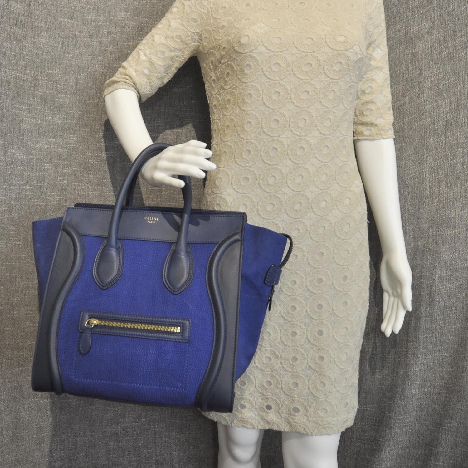 Celine Smooth Calfskin and Lambskin Mini Luggage Royal Blue 2 of 8