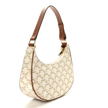Celine Canvas Calfskin Ava Triomphe Shoulder Bag White 3 of 8