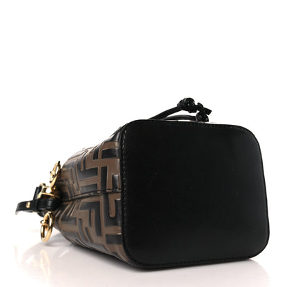 Fendi Vitello Liberty F is Fendi Bi-Color FF 1974 Embossed Mini Mon Tresor Bucket Bag Maya Black 4 of 9