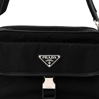 Prada Re-Nylon Saffiano Pocket Single Snap Buckle Shoulder Bag Black 8 of 10