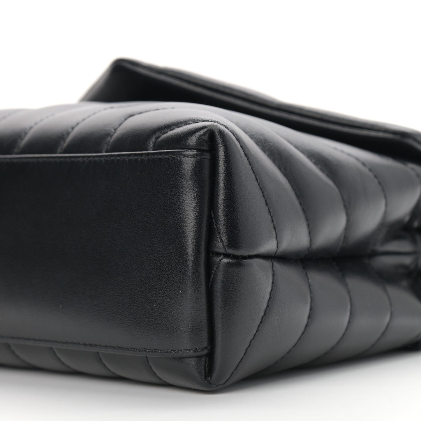 Calfskin Y Quilted Monogram Small Loulou Chain Satchel Black