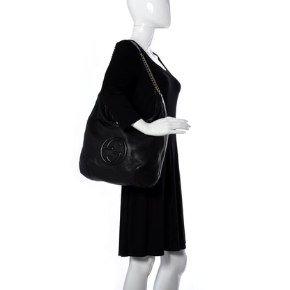 Gucci Pebbled Calfskin Medium Soho Chain Hobo Black 2 of 9