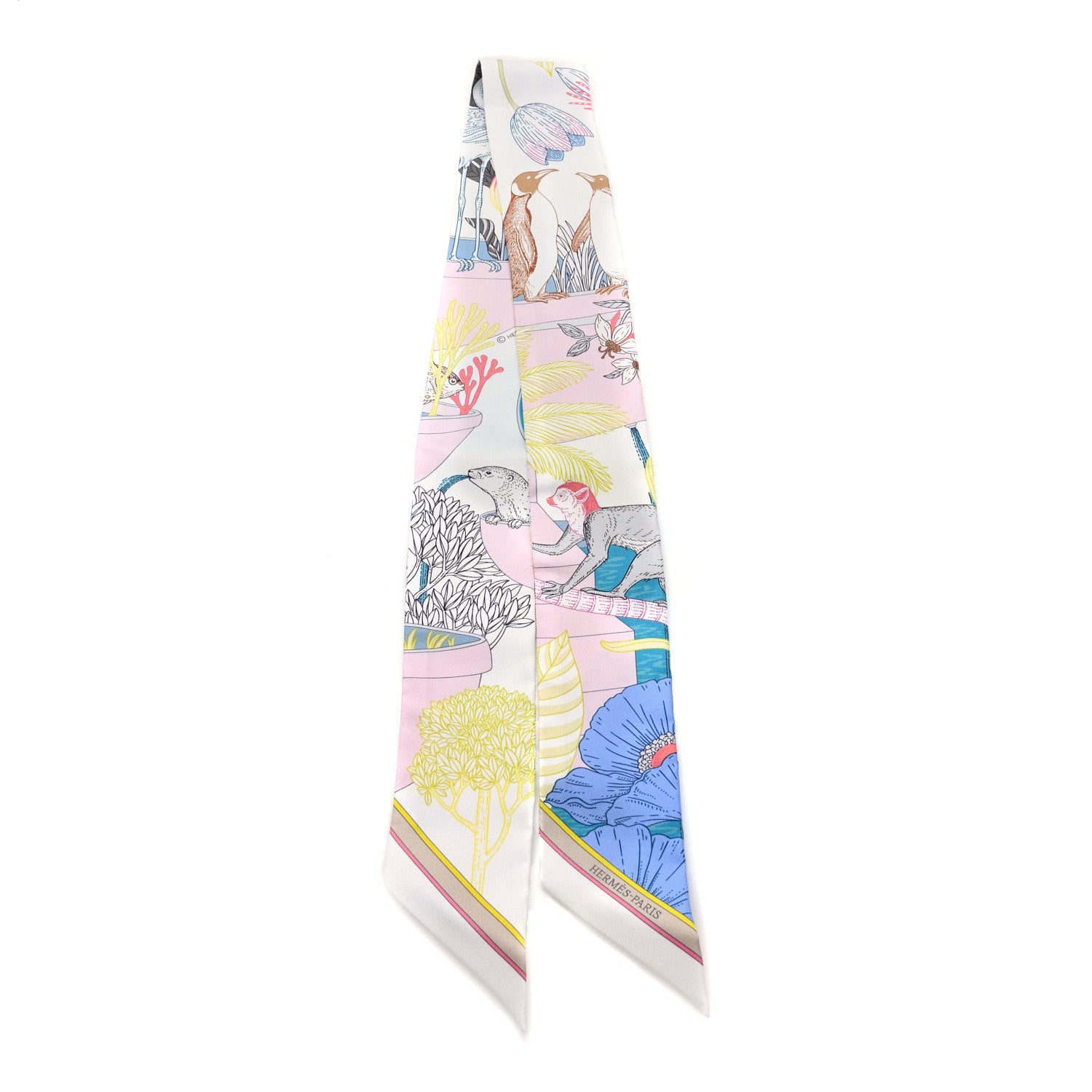Hermes Silk Precious Paradise Twilly Rose Pale White Bleu 2 of 4