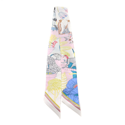 Hermes Silk Precious Paradise Twilly Rose Pale White Bleu 2 of 4