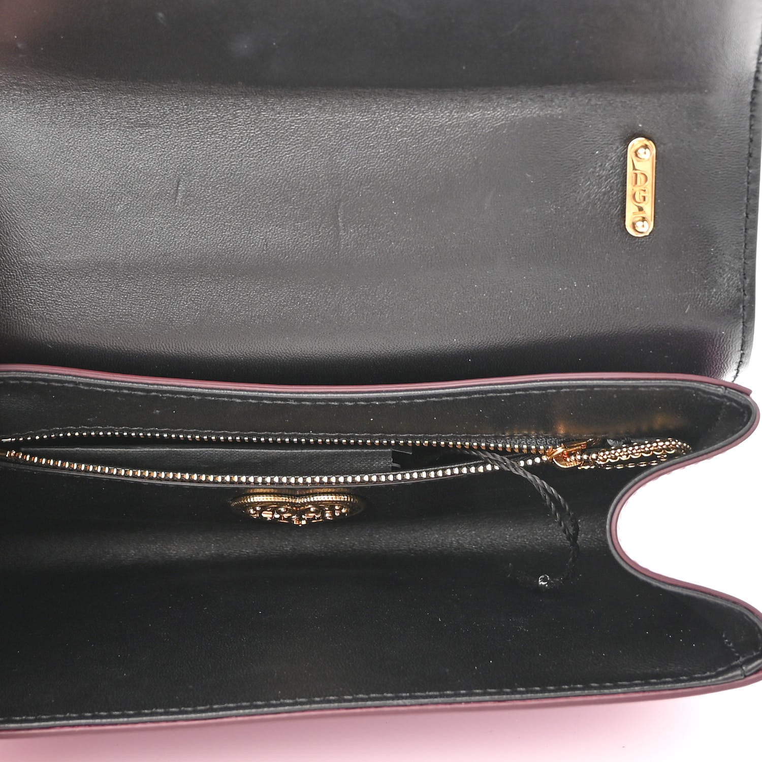 Dolce & Gabbana Metallic Calfskin Medium Devotion Crossbody Bag Wine 4 of 11