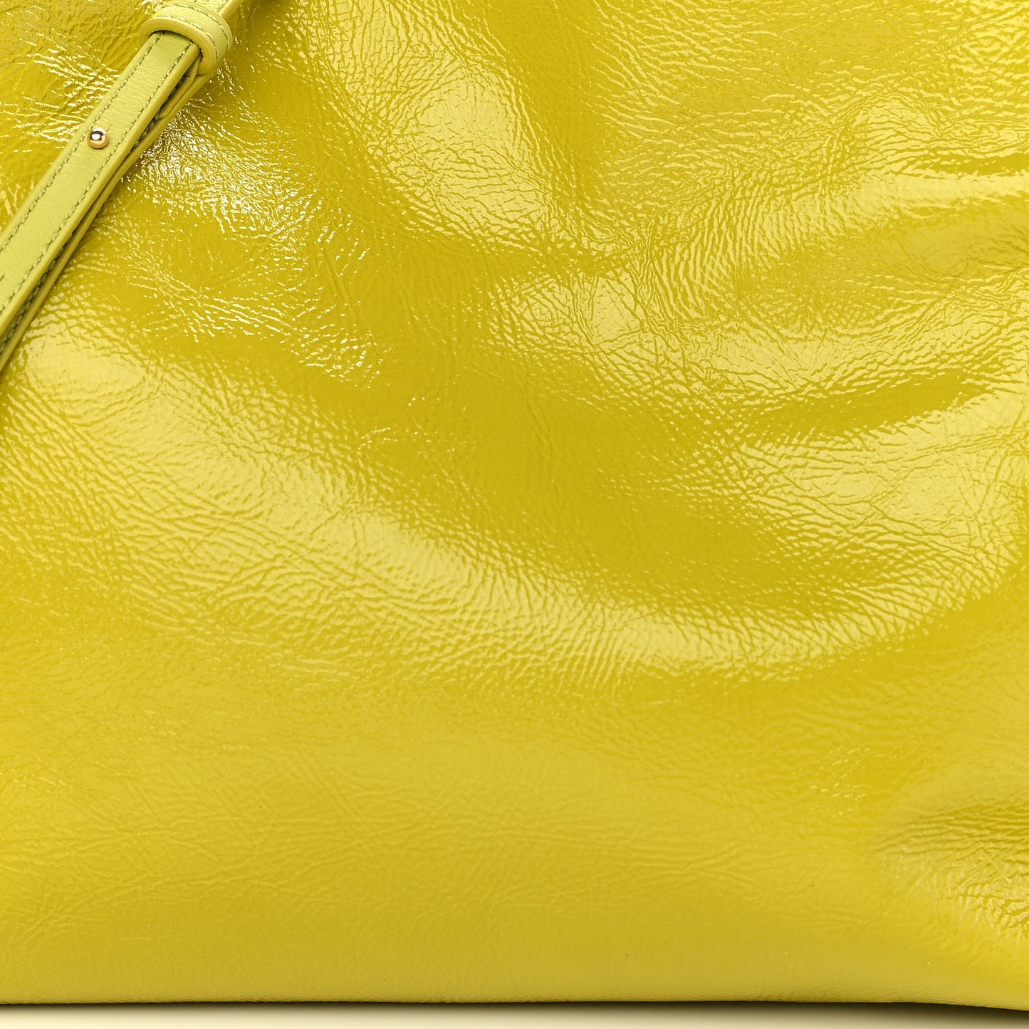 Crackle Patent Calfskin Small Flamenco Knot Bag Yellow