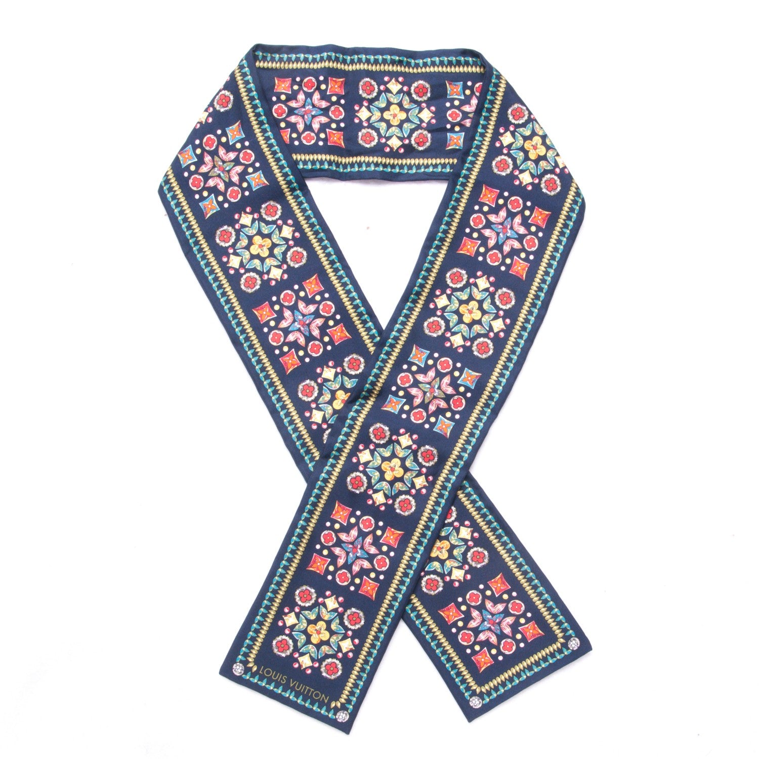 Louis Vuitton Silk Monogram Giant Lvrtual Flowers Bandeau Marine 1 of 4