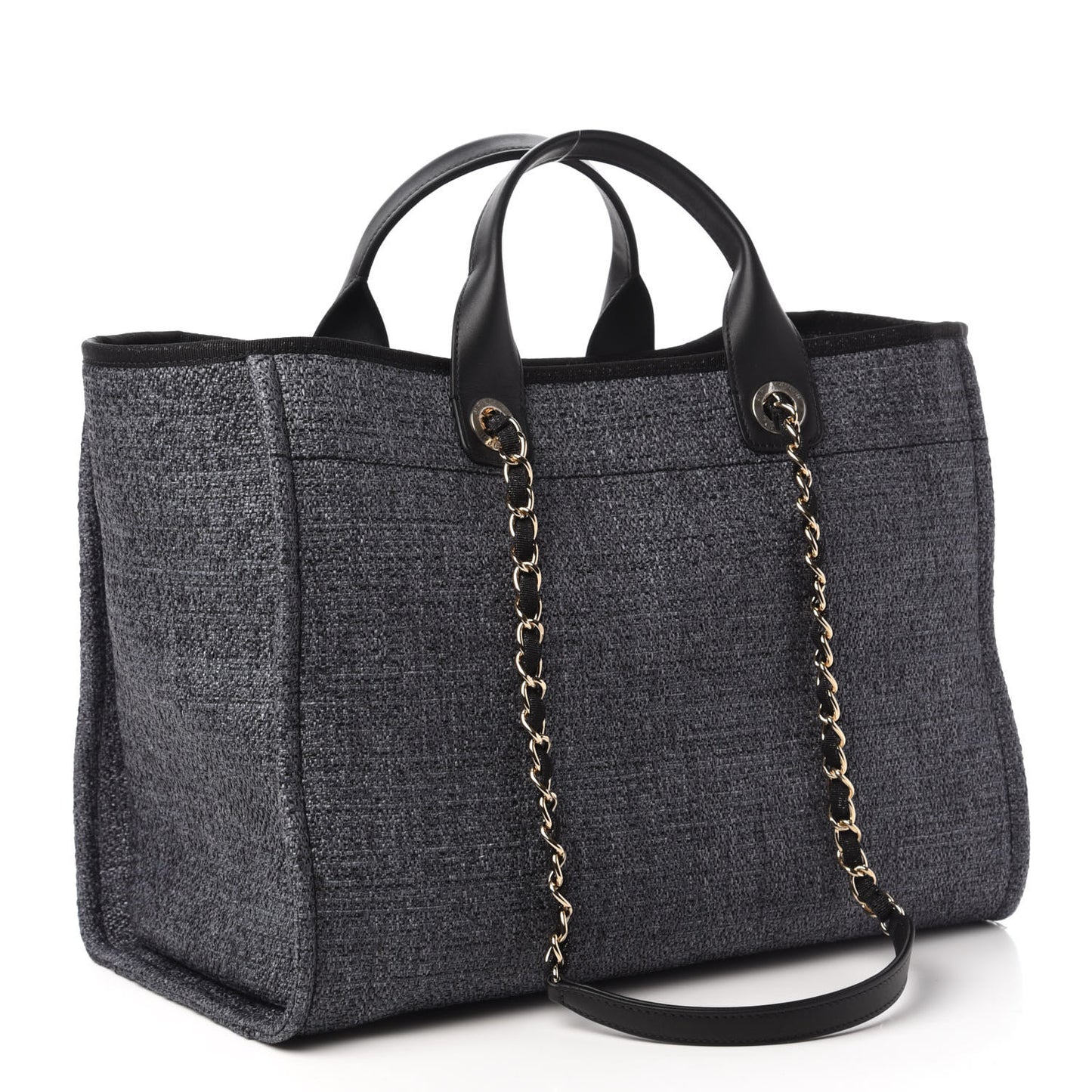 Lurex Boucle Medium Deauville Tote Black