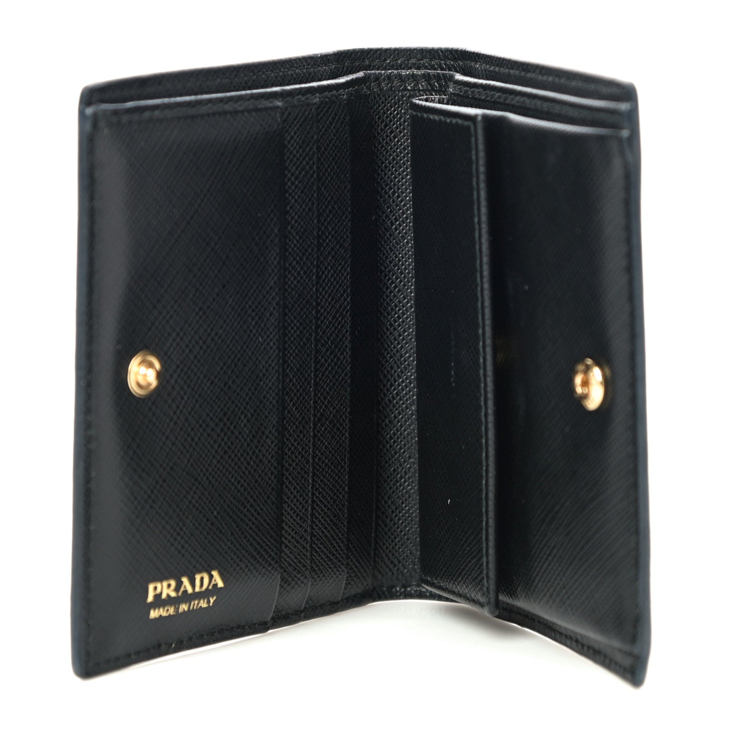 Prada Saffiano Lipstick Print Bi-Fold Wallet Black 5 of 9