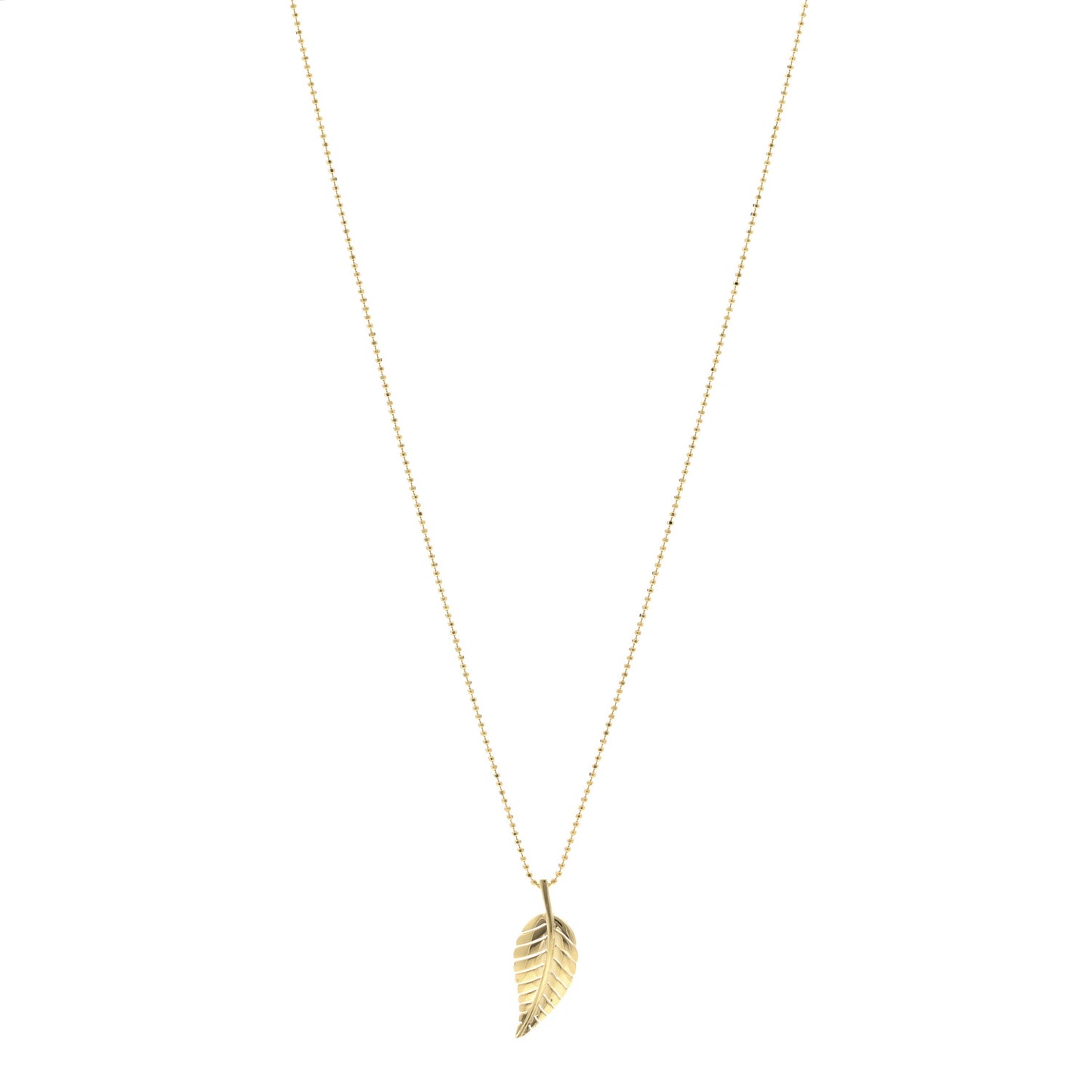 18K Yellow Gold Small Leaf Necklace