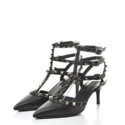 Valentino Garavani Nappa Rockstud Ankle Strap Low Heel Pumps 35.5 Black 3 of 10