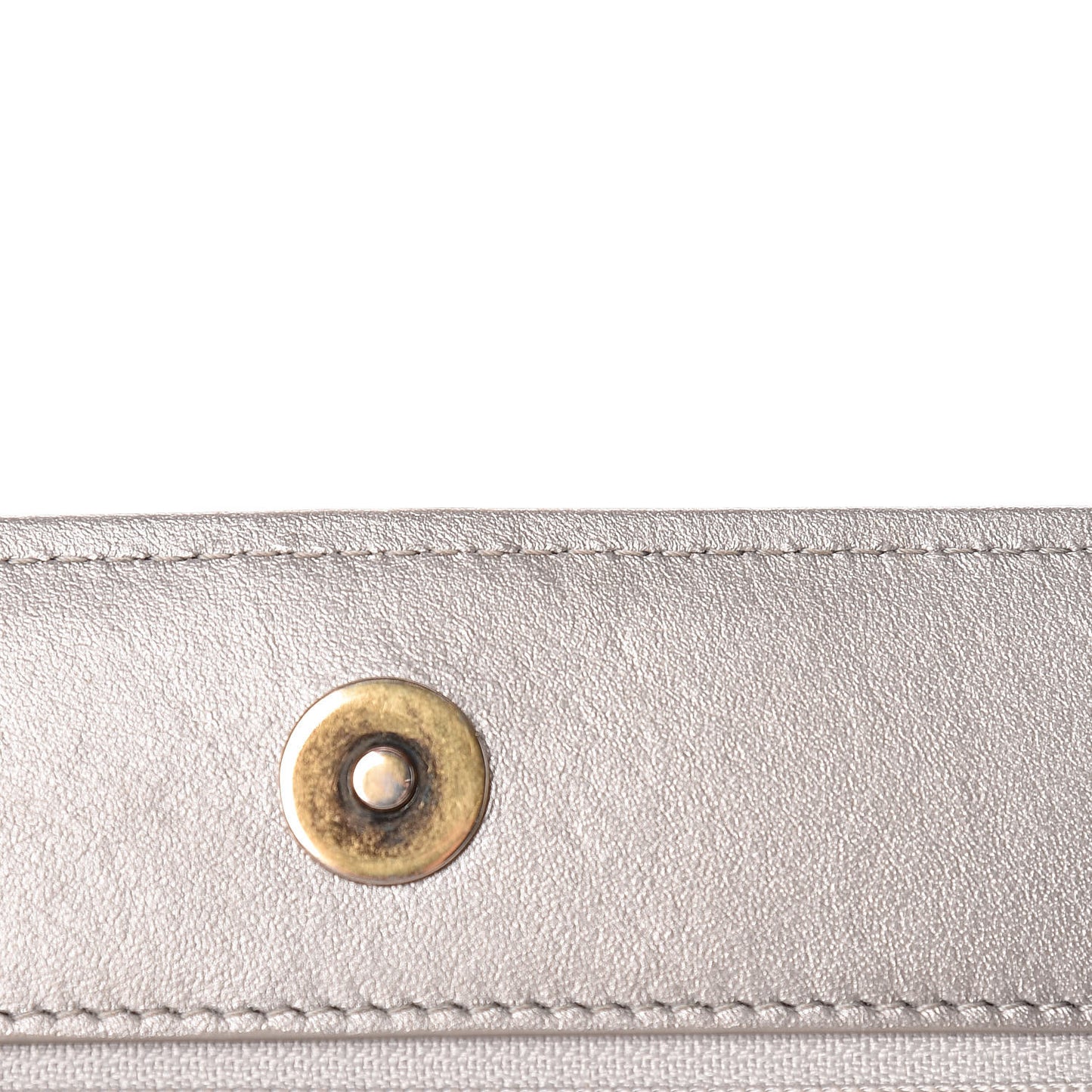 Cracked Metallic Calfskin Quilted Boy Wallet On Chain WOC Dark Silver