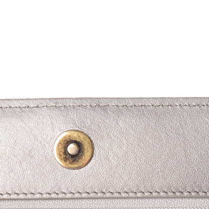 Chanel Cracked Metallic Calfskin Quilted Boy Wallet On Chain WOC Dark Silver 17 of 19