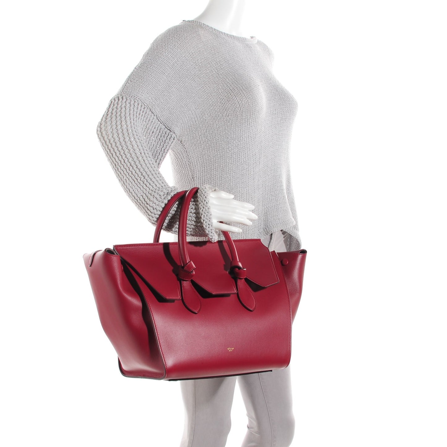 Smooth Calfskin Small Tie Knot Tote Red