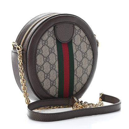 Gucci GG Supreme Monogram Web Mini Ophidia Round Shoulder Bag Brown 3 of 7