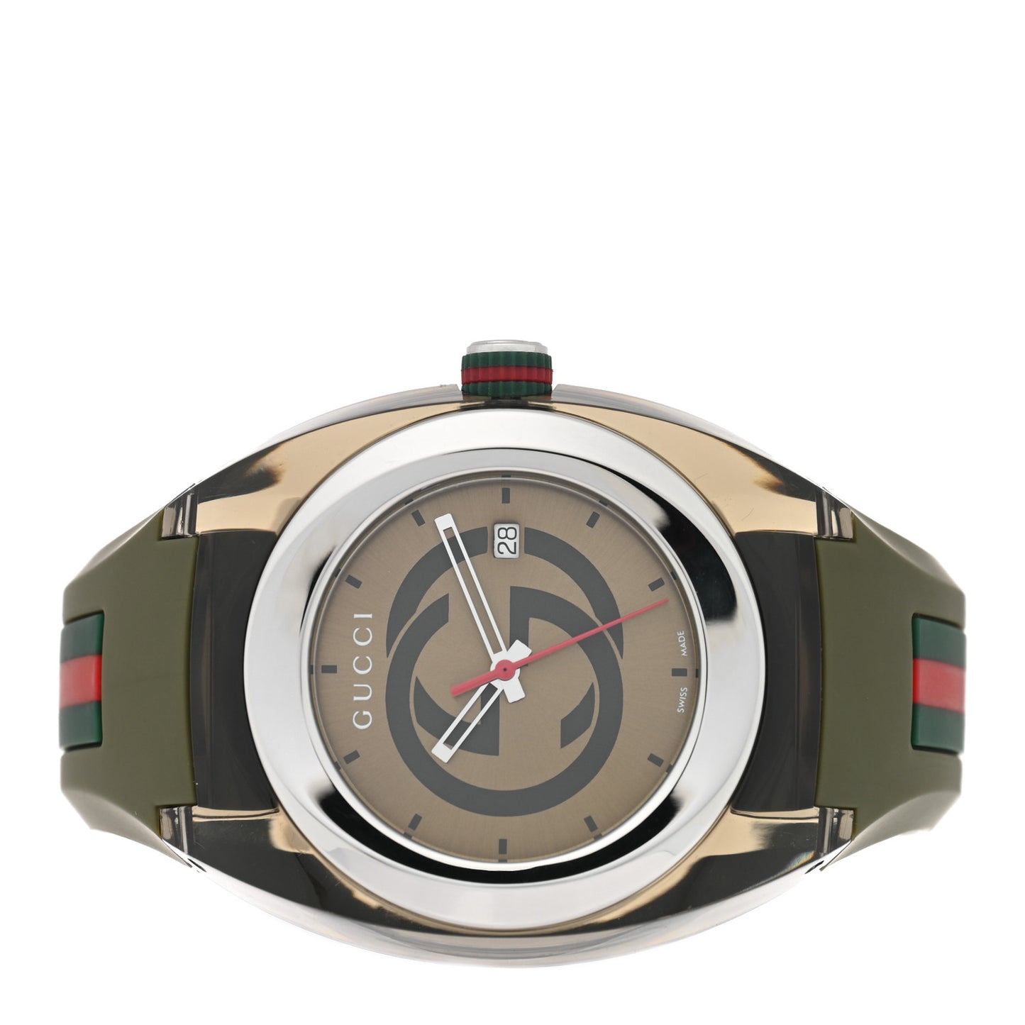 Stainless Steel Rubber 46mm Sync Web Quartz Watch Hunter Green