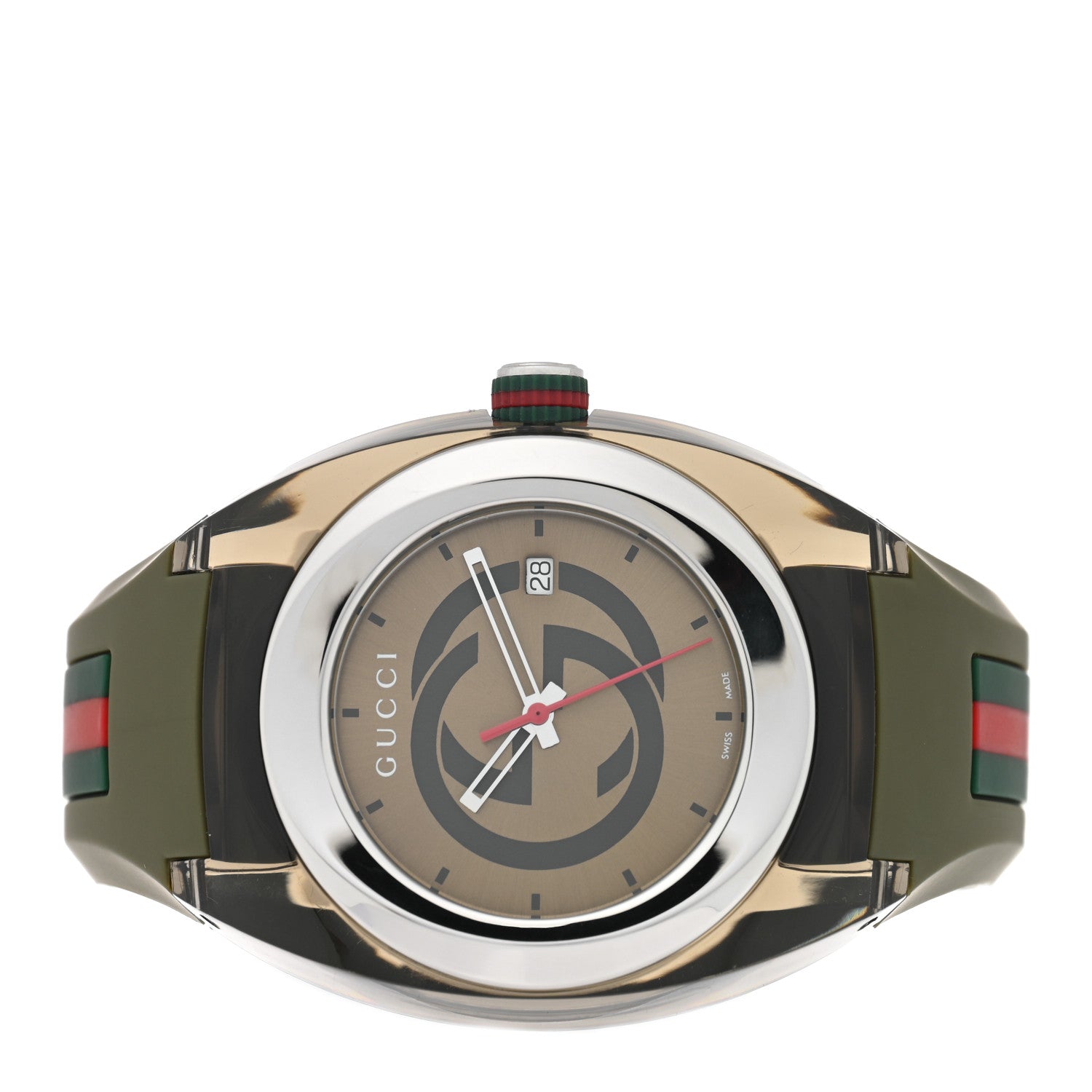 Gucci Stainless Steel Rubber 46mm Sync Web Quartz Watch Hunter Green 2 of 5
