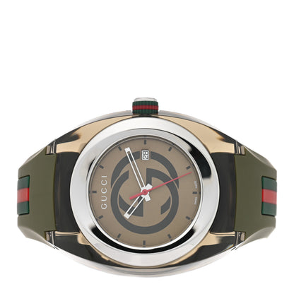 Gucci Stainless Steel Rubber 46mm Sync Web Quartz Watch Hunter Green 2 of 5