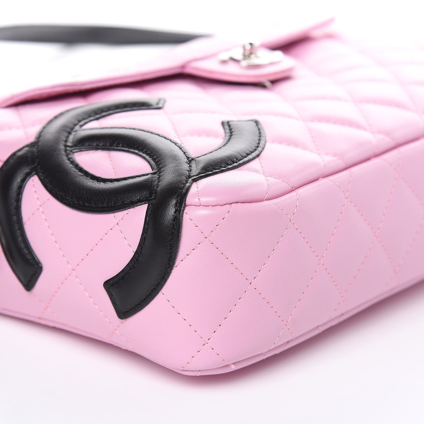 Calfskin Quilted Cambon Camera Bag Pink Black