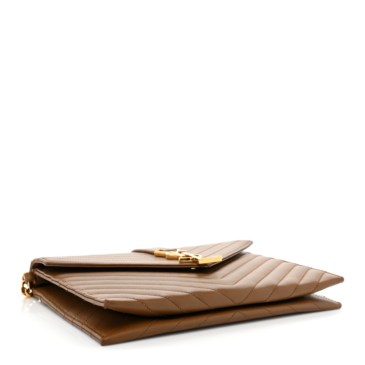 Saint Laurent Calfskin Matelasse Chevron Medium Monogram Satchel Brick 4 of 17