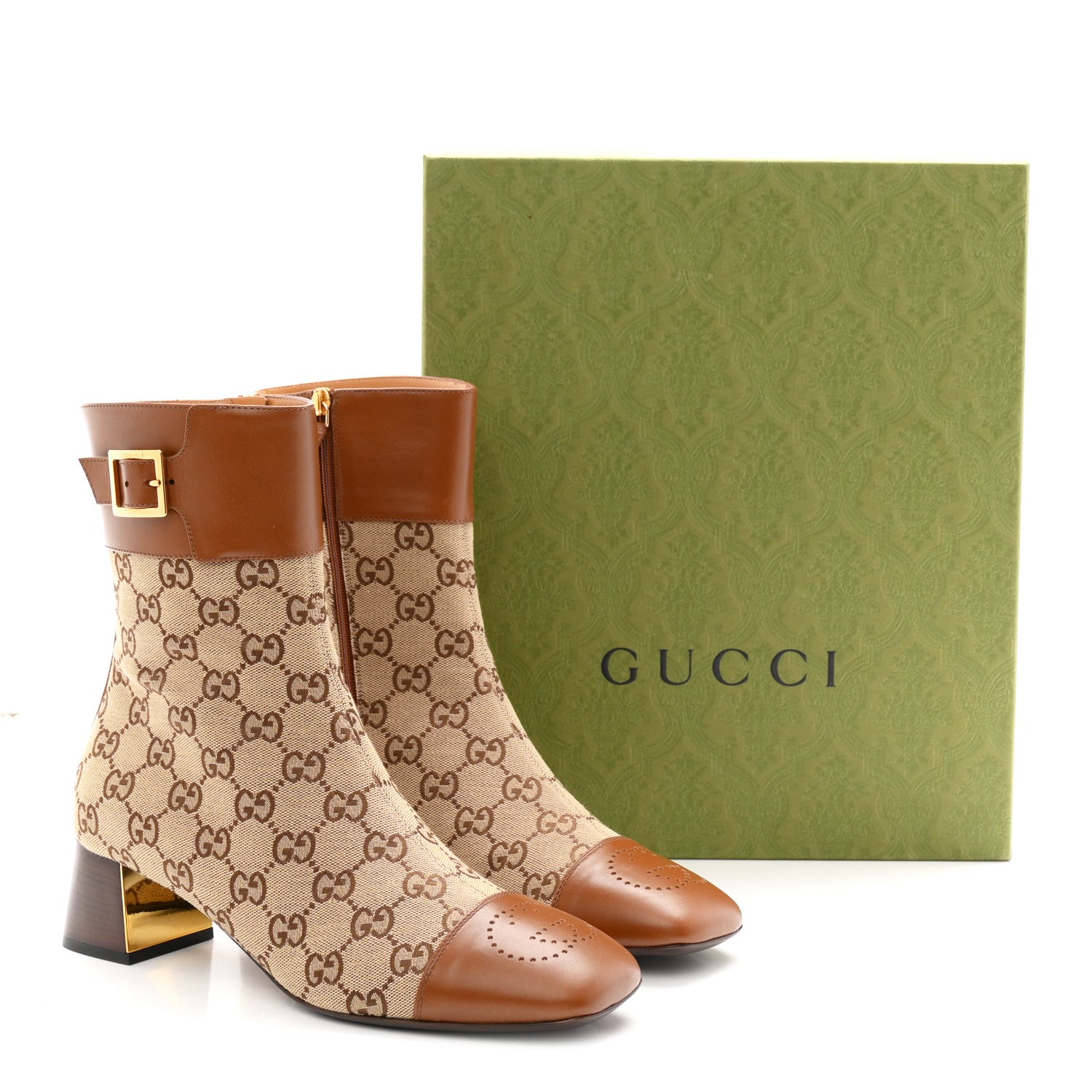 Gucci Monogram Cordovan Lux GG Ankle Boots 40.5 Beige Cuir 10 of 10