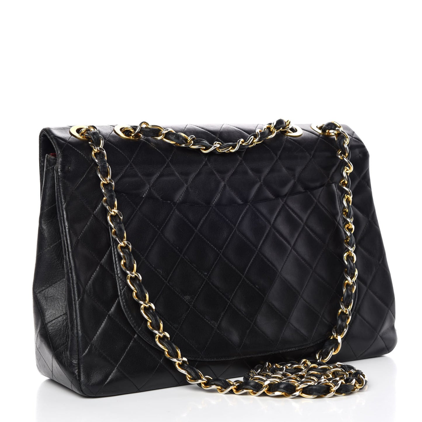 Lambskin Quilted XL Jumbo Single Flap Black