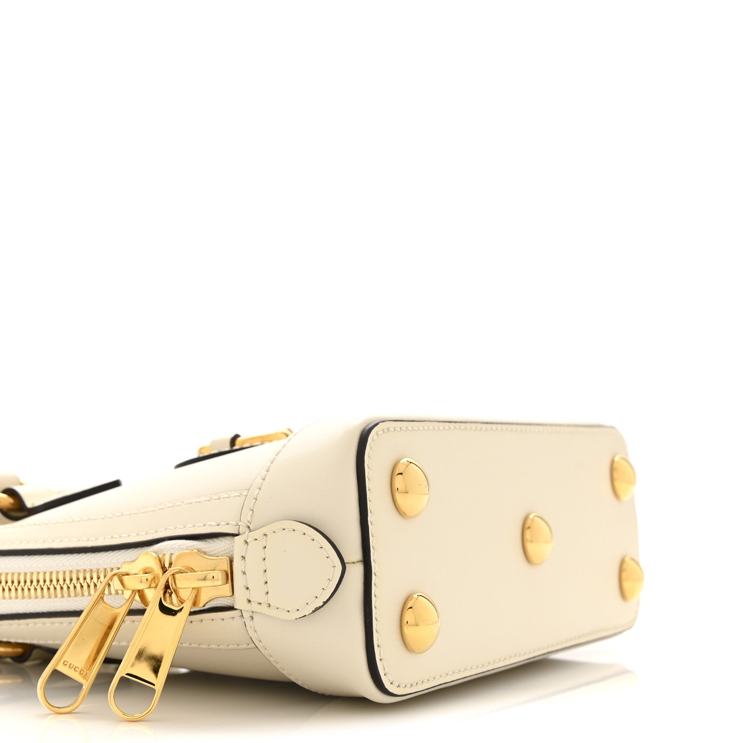 Gucci Boarded Plutone Calfskin Mini Horsebit 1955 Top Handle Bag Mystic White 10 of 11
