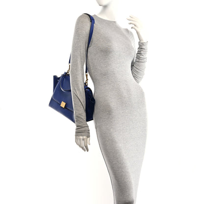Celine Drummed Calfskin Suede Small Trapeze Indigo 2 of 9