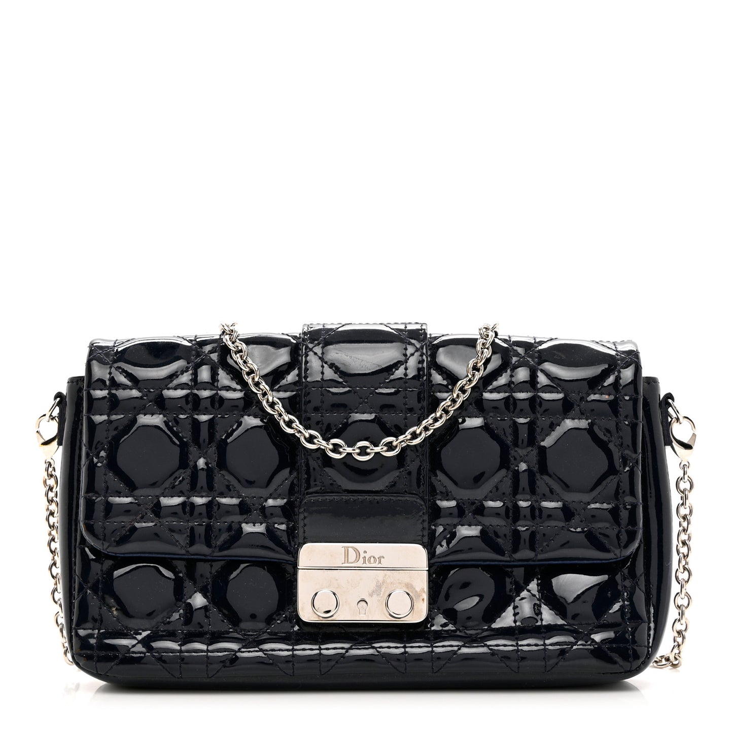 Patent Cannage Miss Dior Promenade Pouch Blue