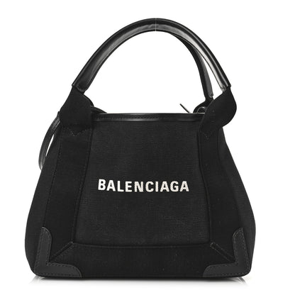 Balenciaga Cotton Canvas Calfskin Navy Cabas XS Black 3 of 10
