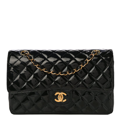 Chanel Patent Quilted Medium Double Flap Black 1 of 18