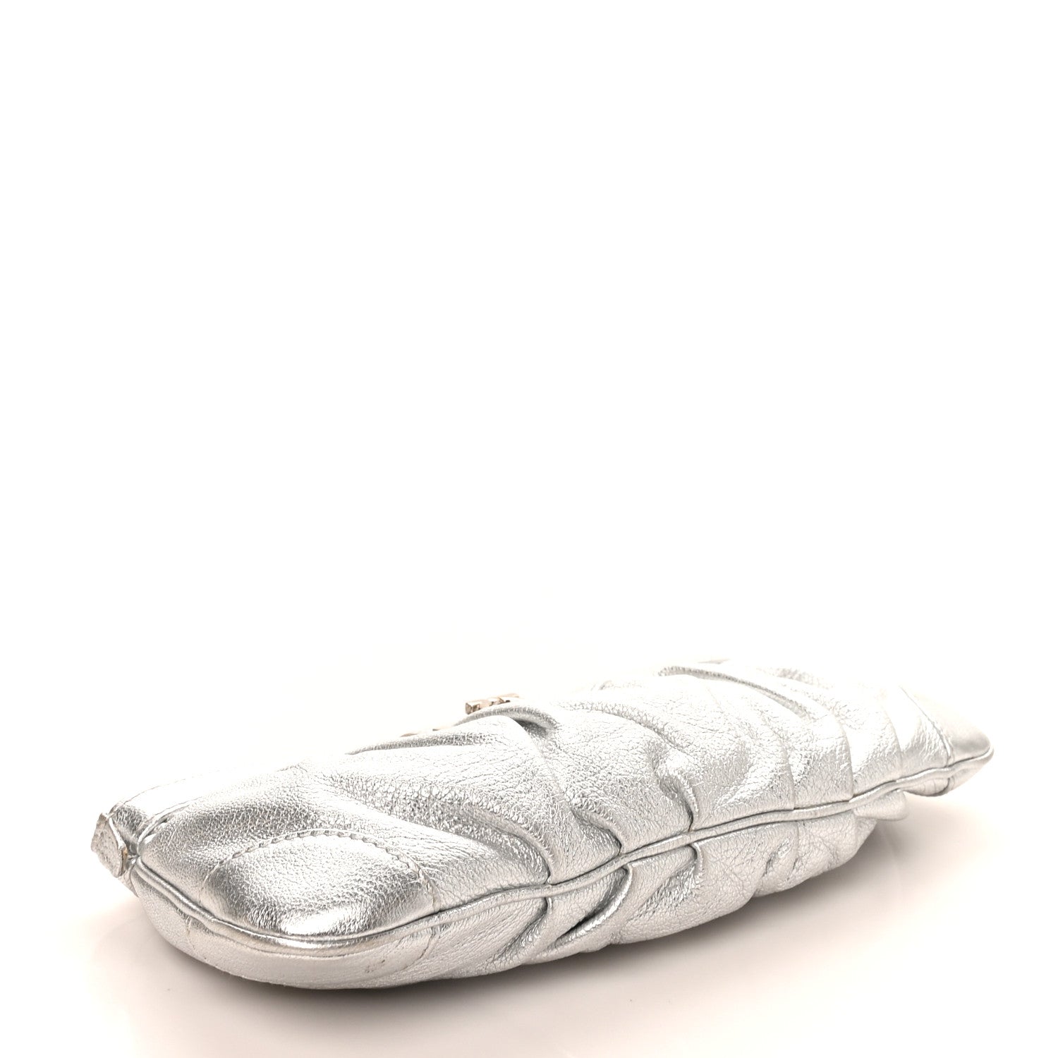 Salvatore Ferragamo Metallic Calfskin Small Gancini Clutch Silver 6 of 16