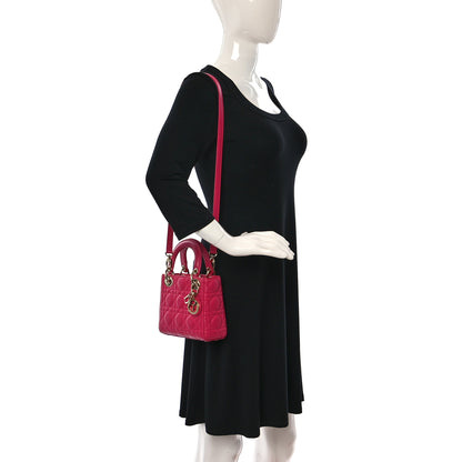 Christian Dior Lambskin Cannage Mini Lady Dior Fuchsia 2 of 8