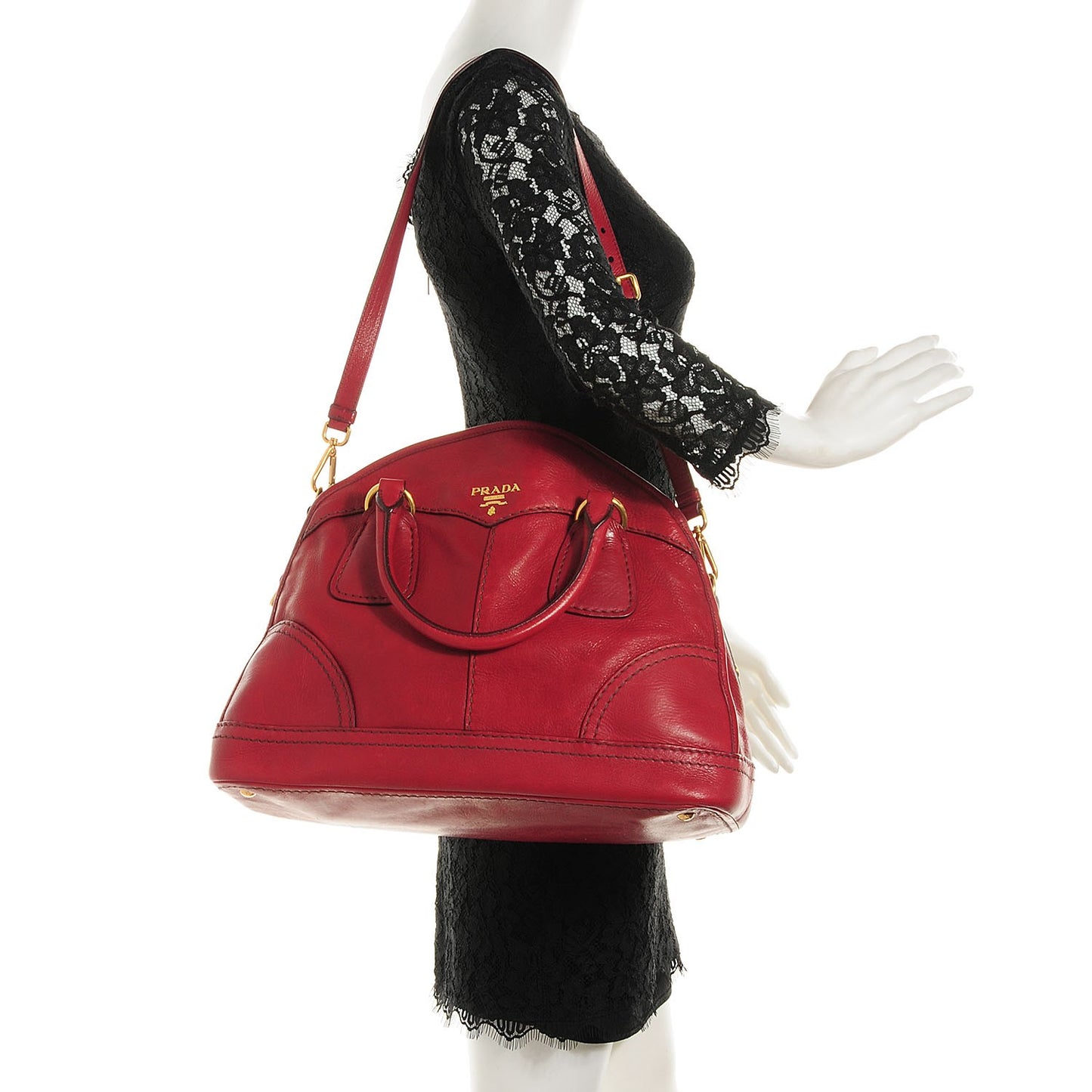 Cervo Shine Dome Satchel Amaranto