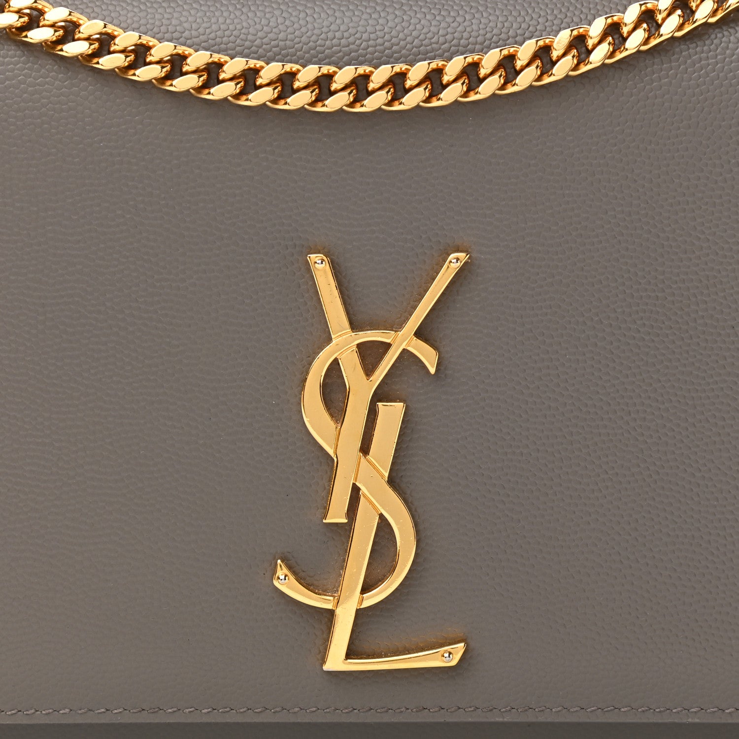 Saint Laurent Grain De Poudre Medium Classic Monogram Kate Satchel Earth Grey 7 of 9