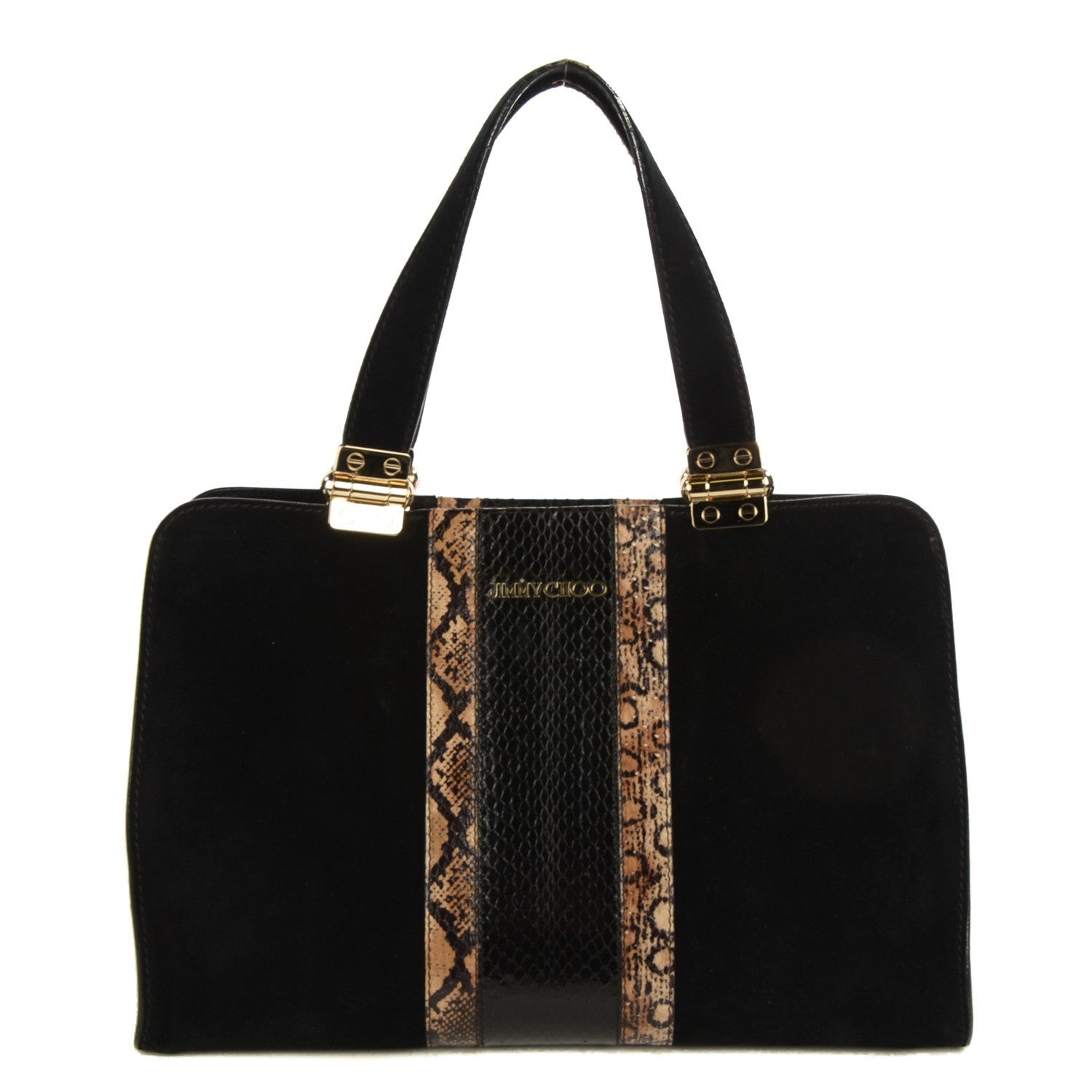 Jimmy Choo Suede Snakeskin Tote Black 1 of 6