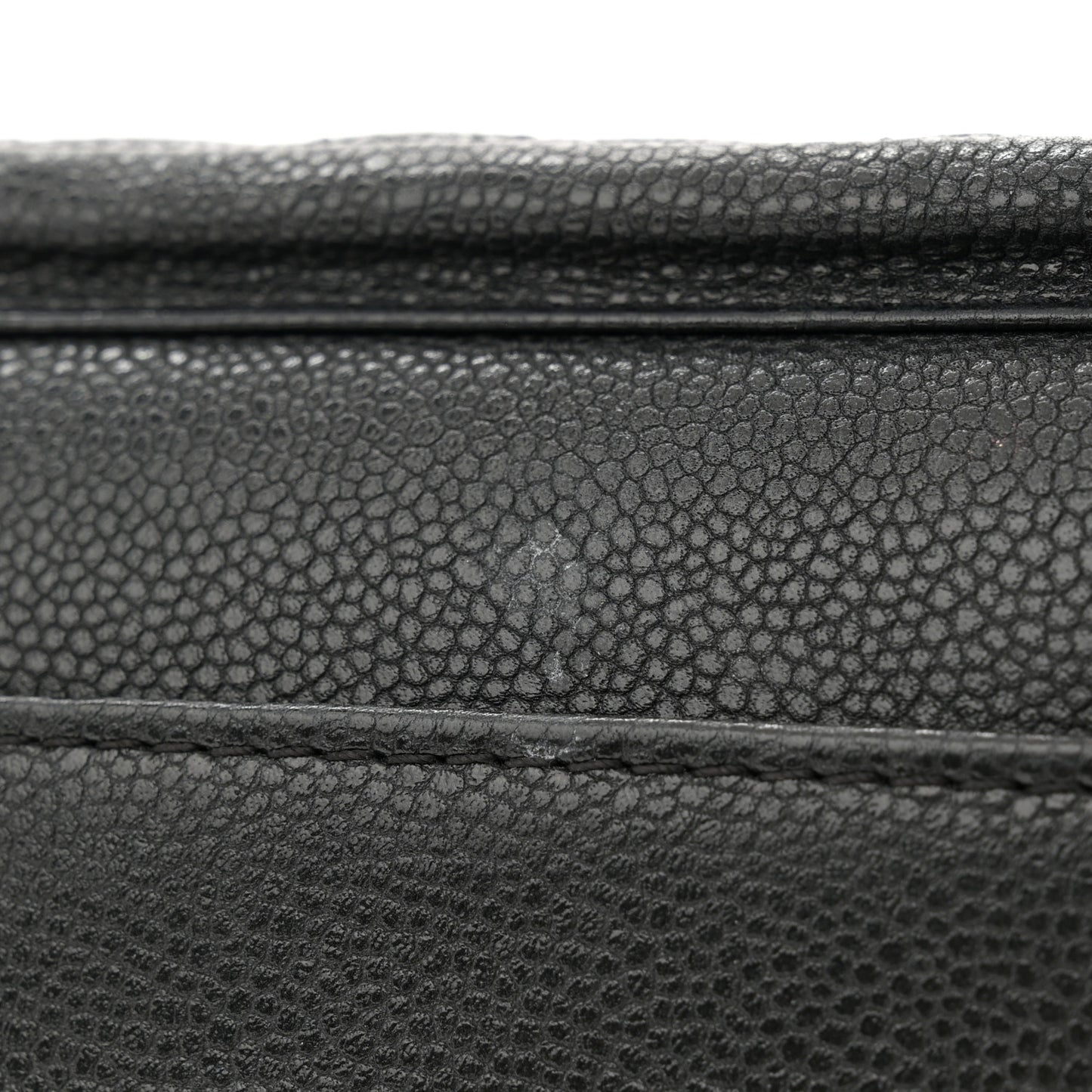 Caviar Quilted CC Accordion Shopping Bag Black