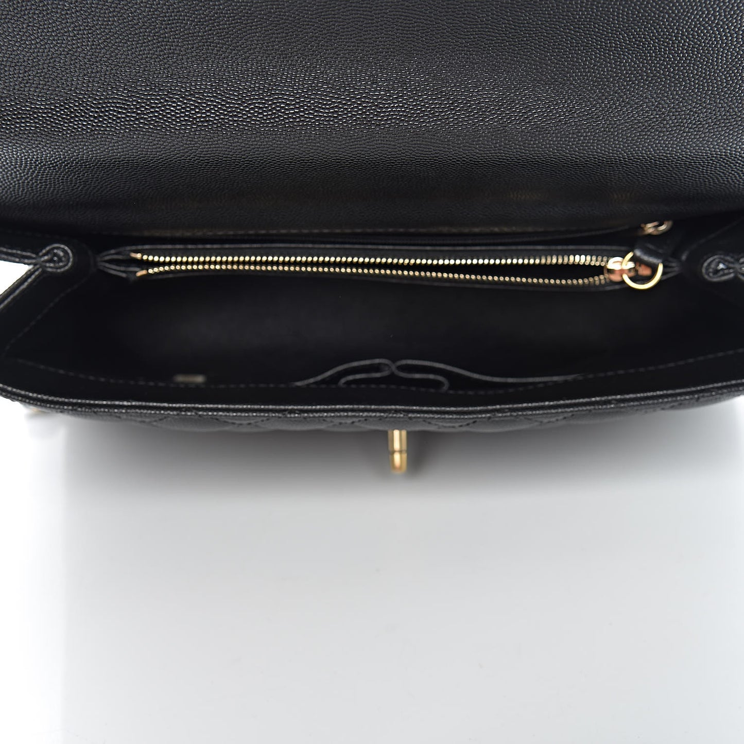 Caviar Lizard Quilted Medium Coco Handle Flap Black