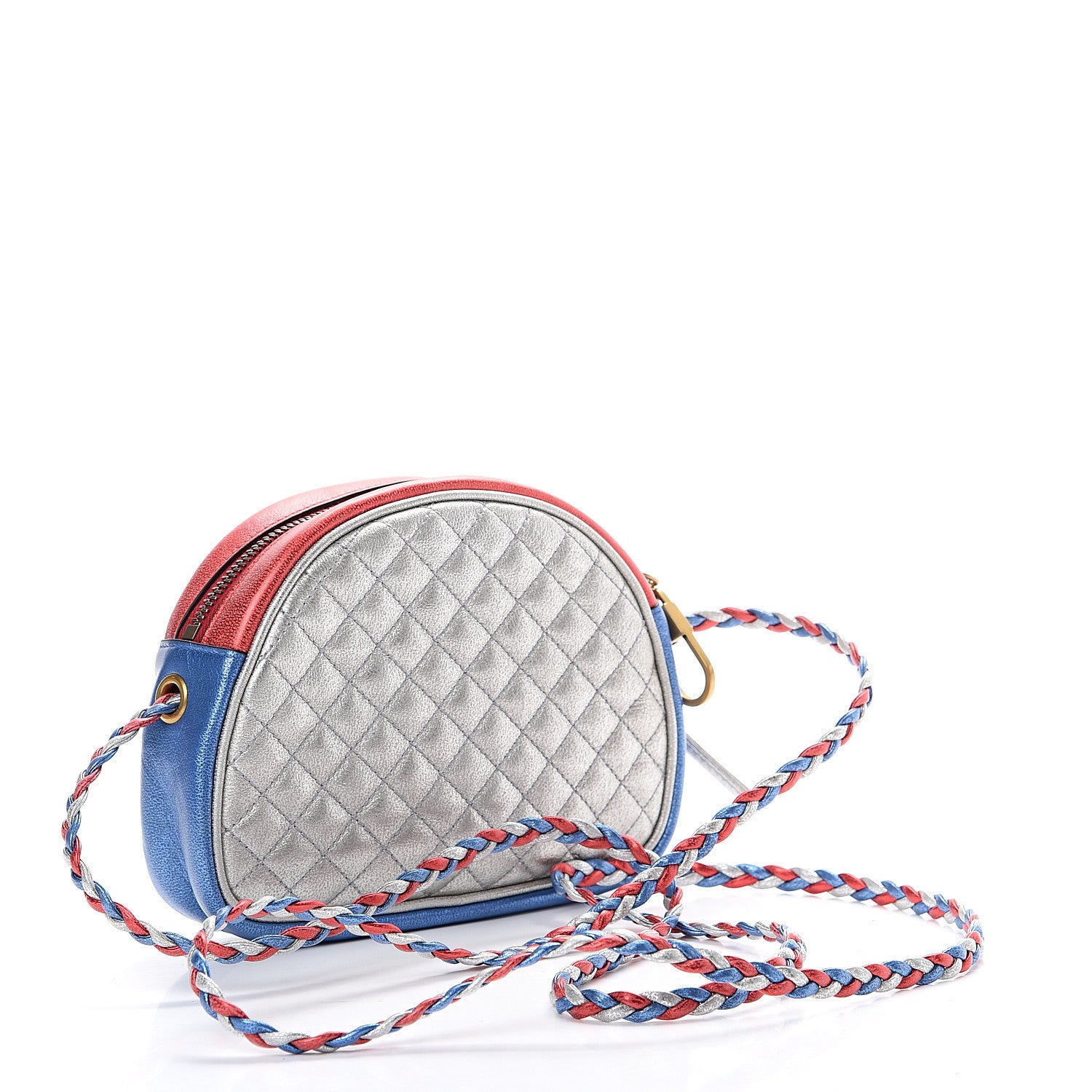 Gucci Laminated Nappa Trapuntata Mini Zumi Dome Shoulder Bag Rosso Marine Argento 2 of 9