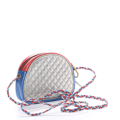 Gucci Laminated Nappa Trapuntata Mini Zumi Dome Shoulder Bag Rosso Marine Argento 2 of 9