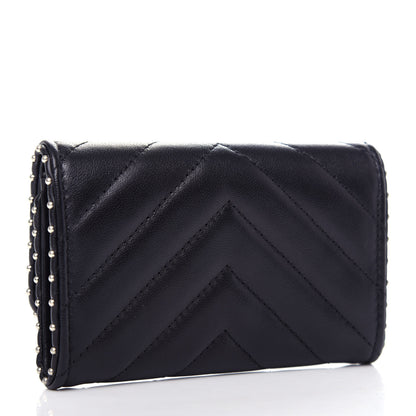 Chanel Lambskin Chevron Quilted Studded Card Holder Black 3 of 9