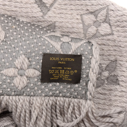 Louis Vuitton Wool Silk Logomania Scarf Pearl Grey 3 of 4