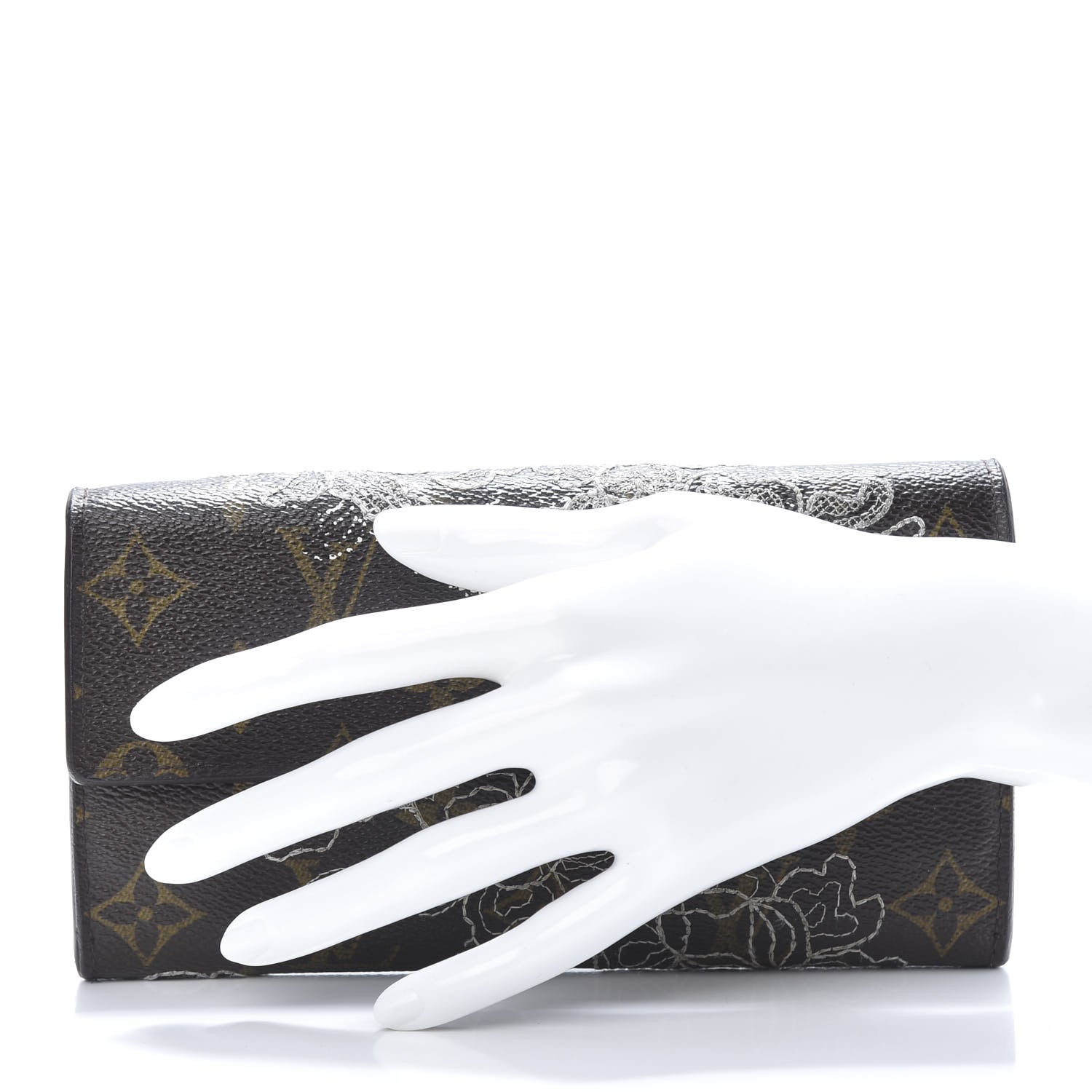 Louis Vuitton Monogram Dentelle Sarah Wallet Silver 2 of 12