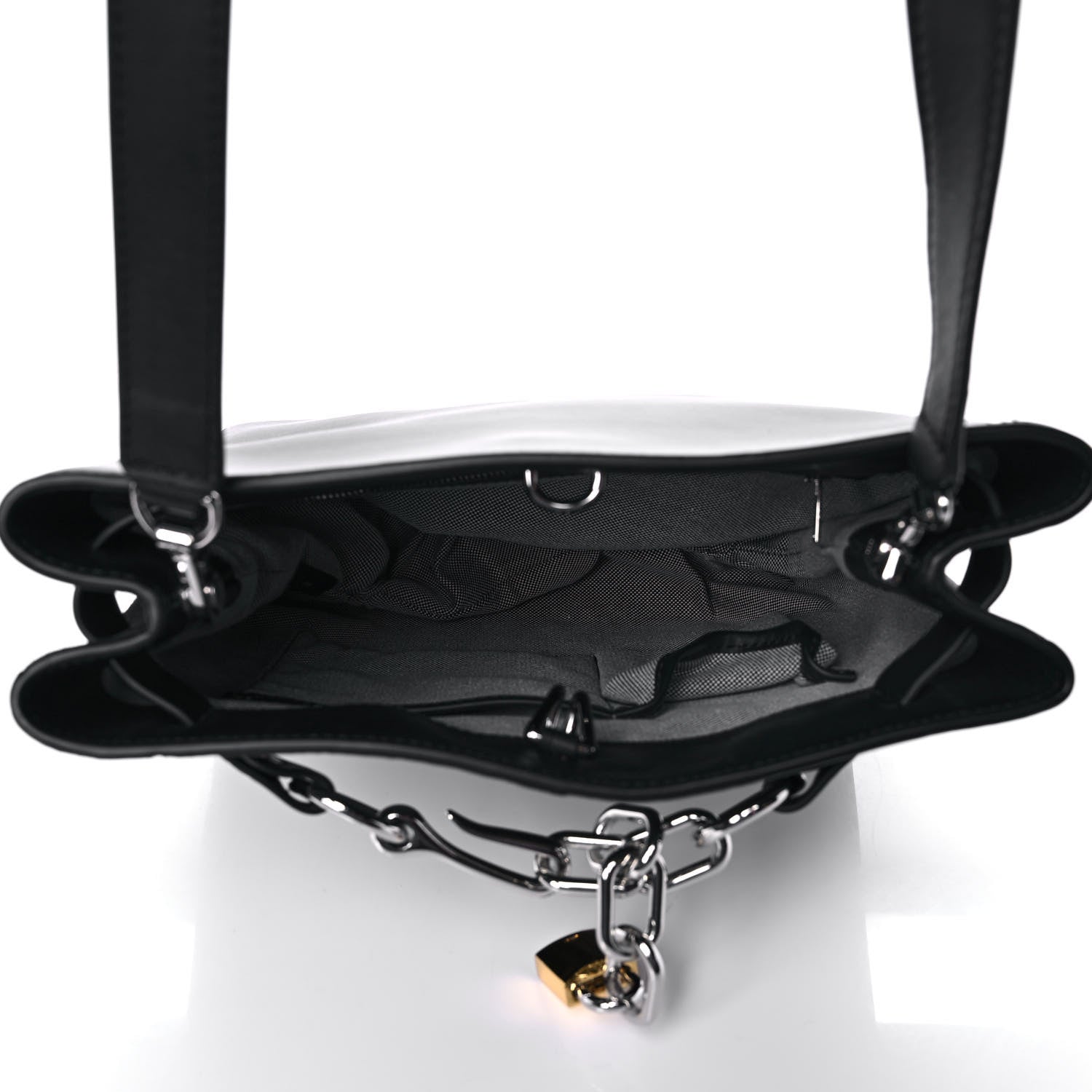 Alexander Wang Suede Calfskin Crocodile Lizard Embossed Attica Chain Satchel Black 4 of 9