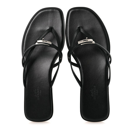 Hermes Calfskin Miss Sandals 39 Black 2 of 11