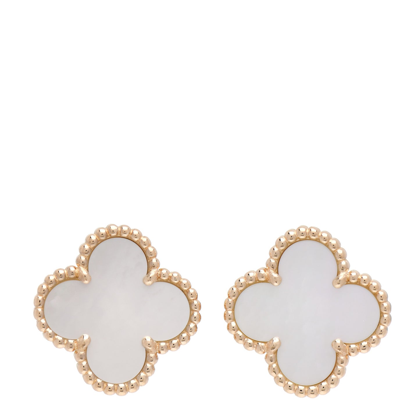 18K Yellow Gold Mother of Pearl Vintage Alhambra Earrings