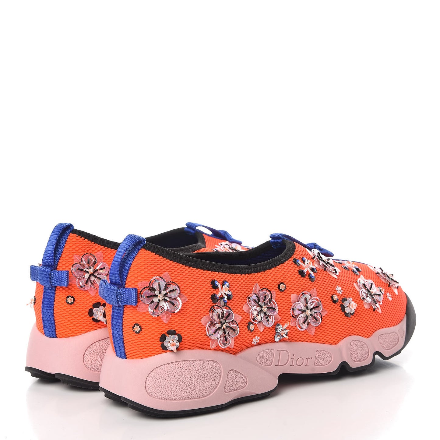 Technical Canvas Embellished Dior Fusion Sneakers 40 Orange Fluo