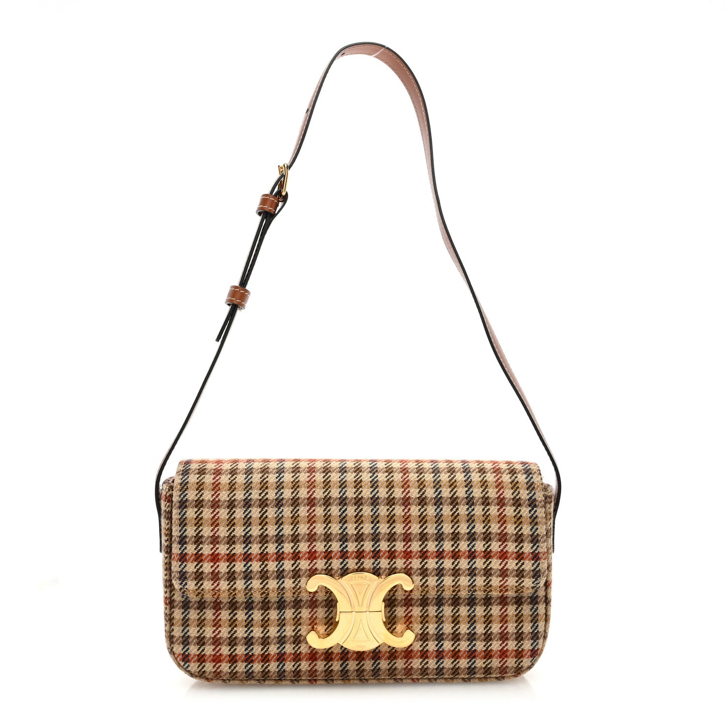 Tweed Calfskin Triomphe Shoulder Bag Multicolor