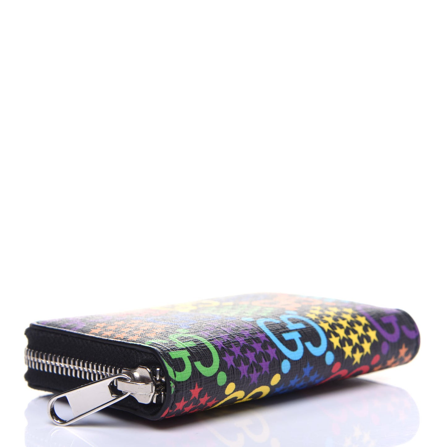 GG Supreme Monogram Psychedelic Zip Around Card Case Wallet Black