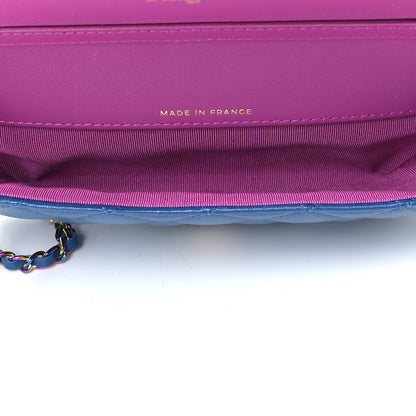 Chanel Lambskin Quilted Glasses Case With Chain Blue Purple 4 of 5